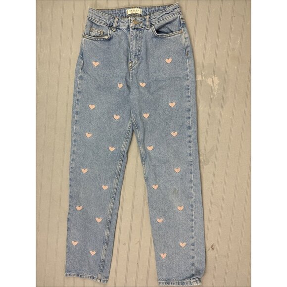Harper Denim - Harper Heritage Size 24 Womens Jeans Cotton Mid Rise Straight Pink Hearts